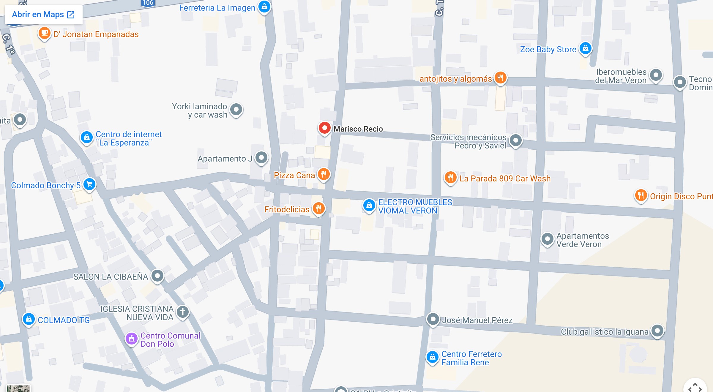 Mapa de la ubicación de MARISCO RECIO en Calle Cristinita, Verón, Punta Cana